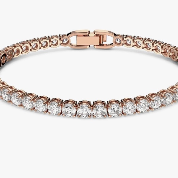 Swarovski Crystal Tennis Bracelet, Rose Gold, Matrix Collection, Adjustable - Picture 3 of 8